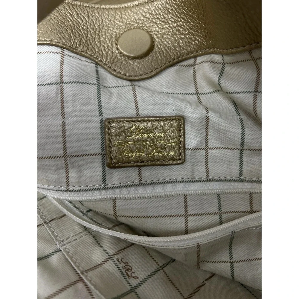 Lauren Ralph Lauren Metallic Gold Magnetic Closure Leather Tote Shoulder Bag‎